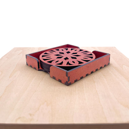 Mandala Art Coasters-Trayodash Wooden-Cinnamon