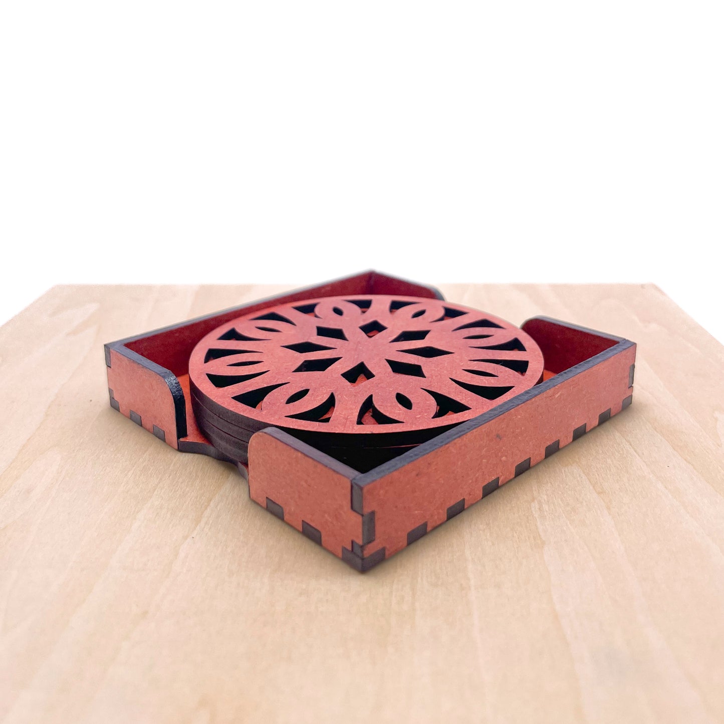 Mandala Art Coasters-Trayodash Wooden-Cinnamon