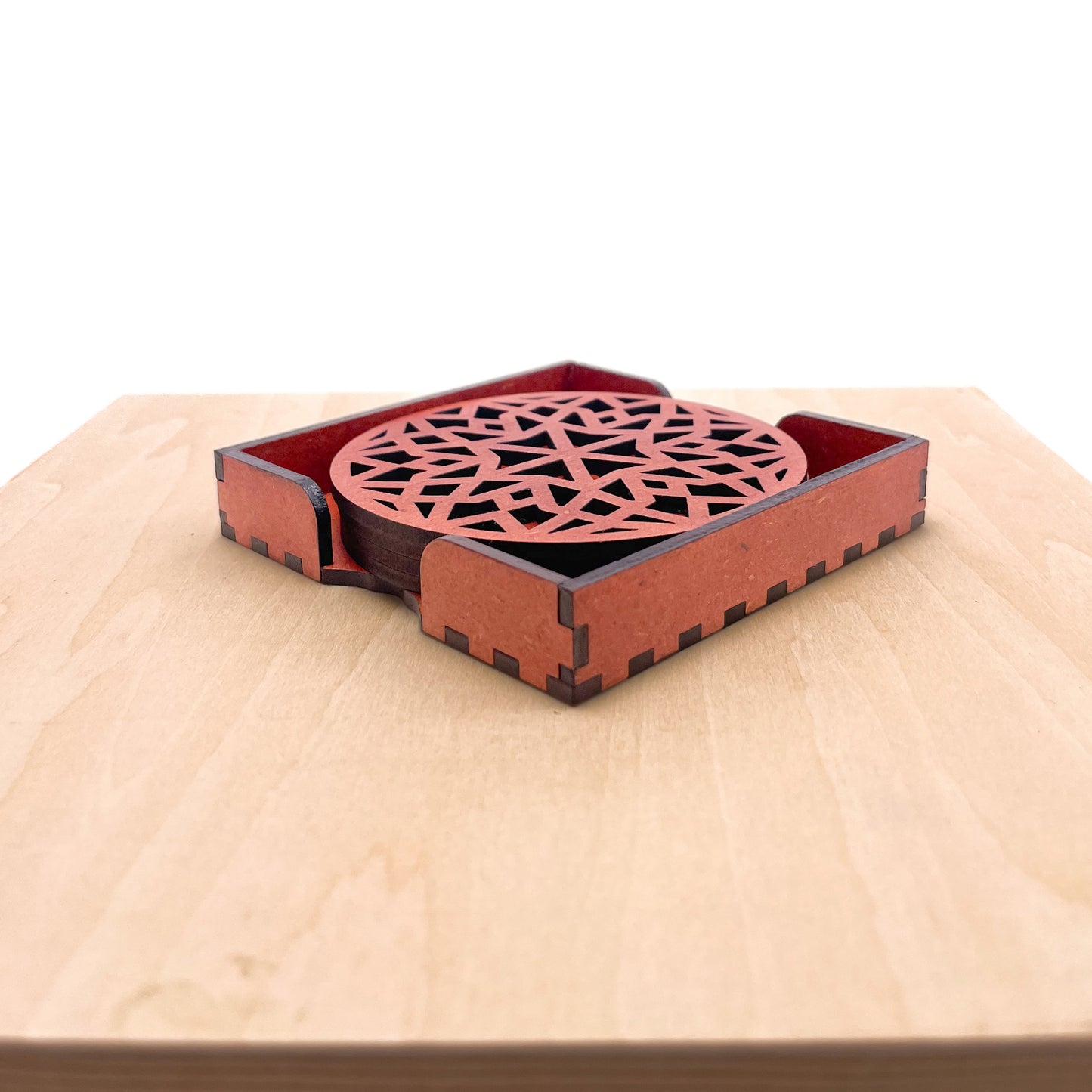 Mandala Art Coasters-Chaturdash Wooden-Cinnamon