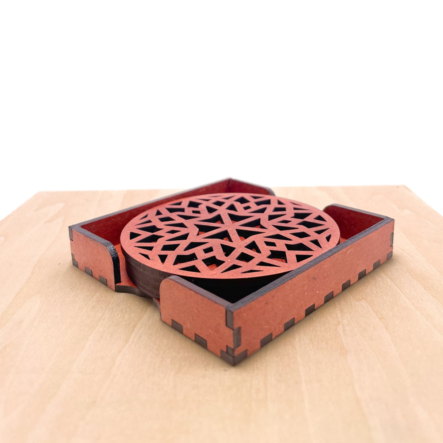Mandala Art Coasters-Chaturdash Wooden-Cinnamon