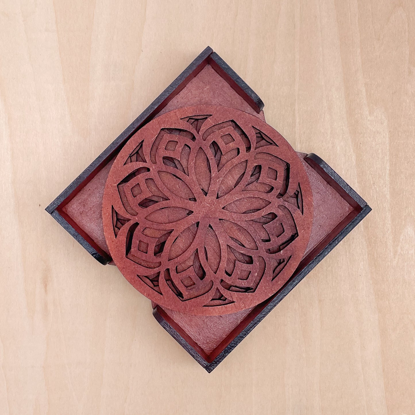 Mandala Art Coasters-Shodash Wooden-Cinnamon