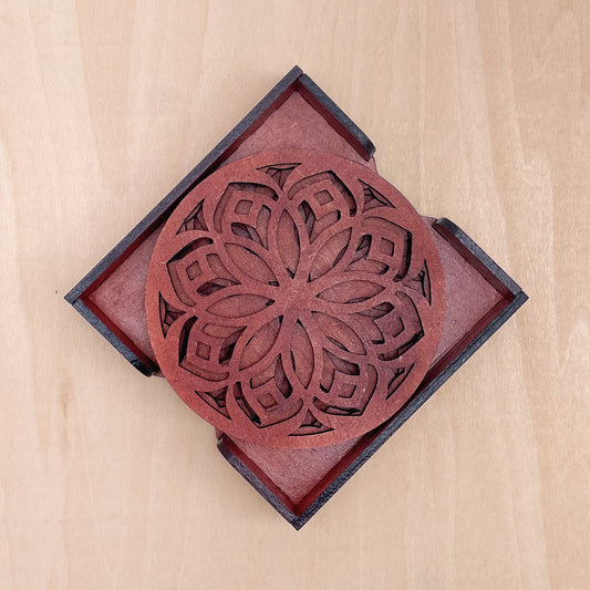 Mandala Art Coasters-Shodash Wooden-Cinnamon