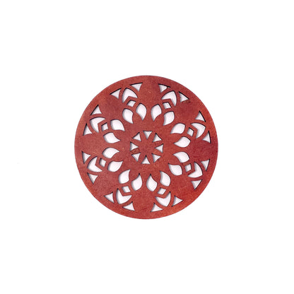 Mandala Art Coasters-Vimsati Wooden-Cinnamon