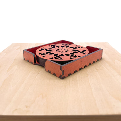 Mandala Art Coasters-Vimsati Wooden-Cinnamon