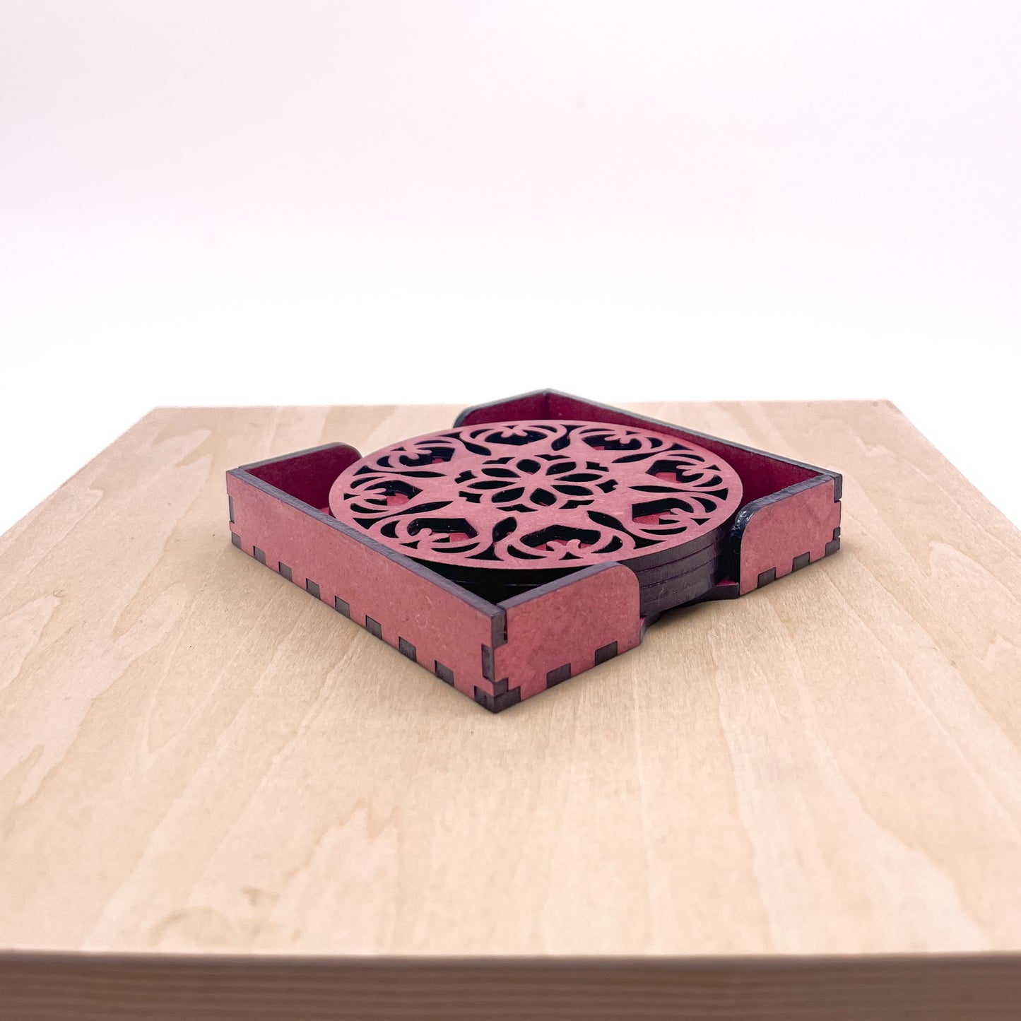 Mandala Art Coasters-Ekam Wooden-Cherry Wood