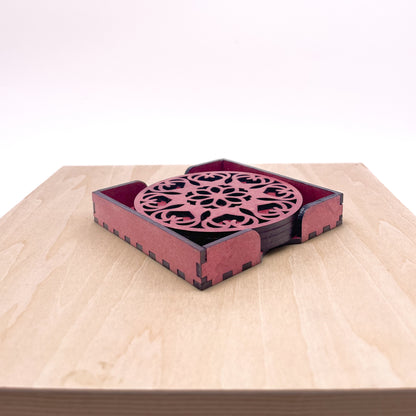 Mandala Art Coasters-Ekam Wooden-Cherry Wood