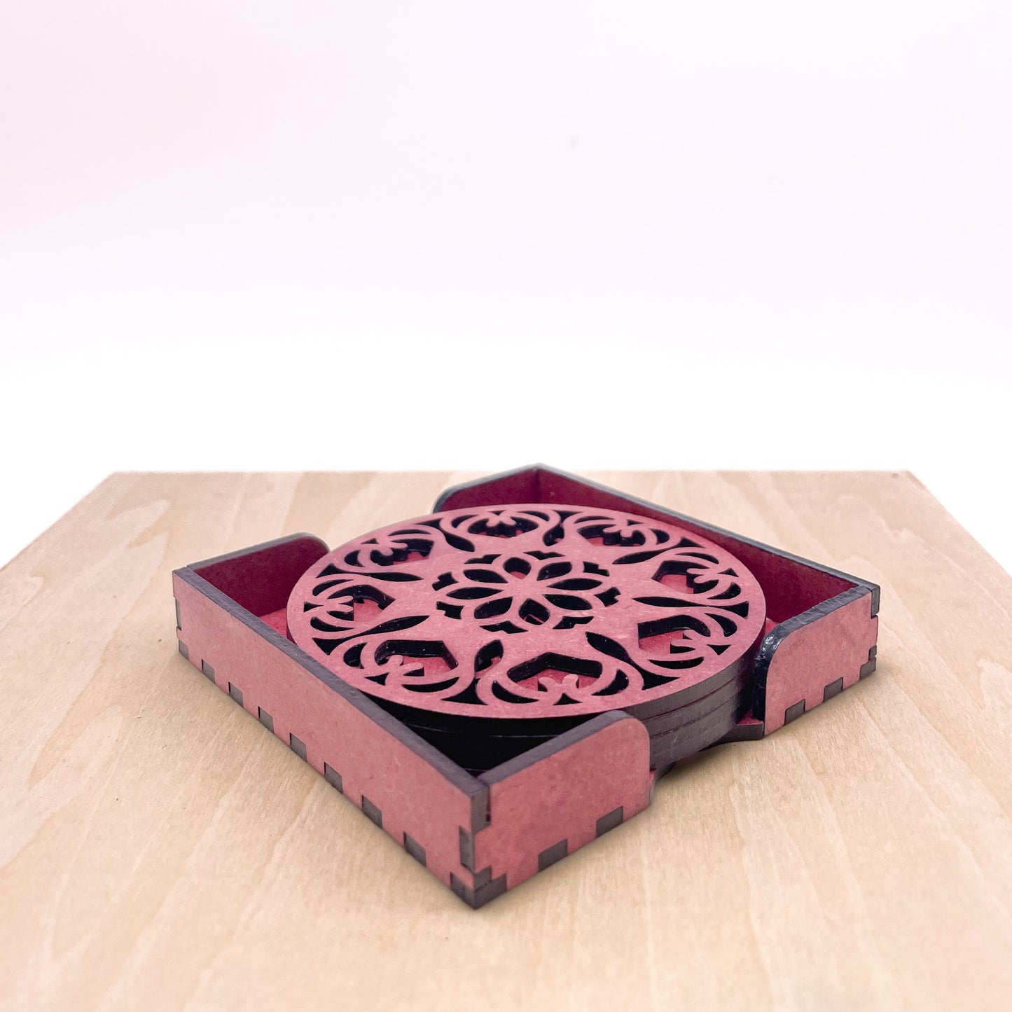 Mandala Art Coasters-Ekam Wooden-Cherry Wood