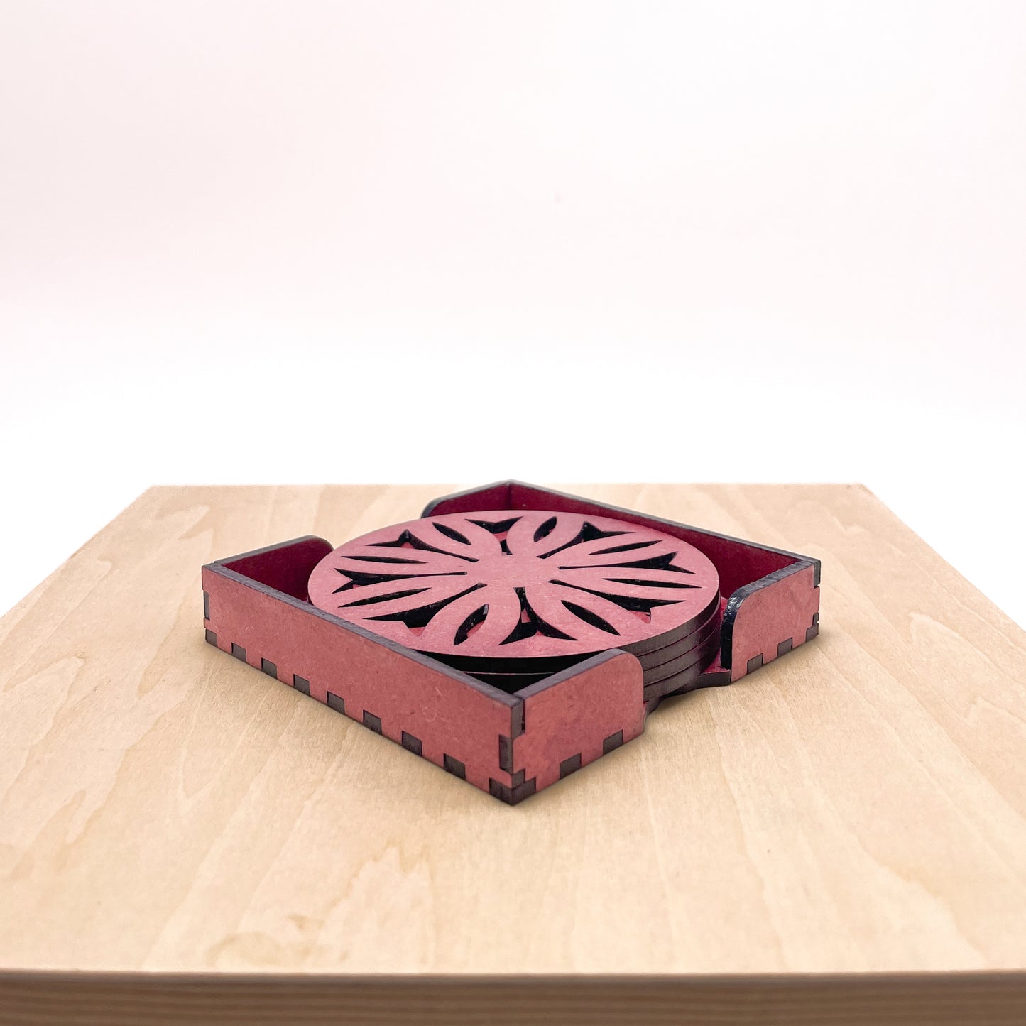 Mandala Art Coasters-Dwe Wooden-Cherry Wood