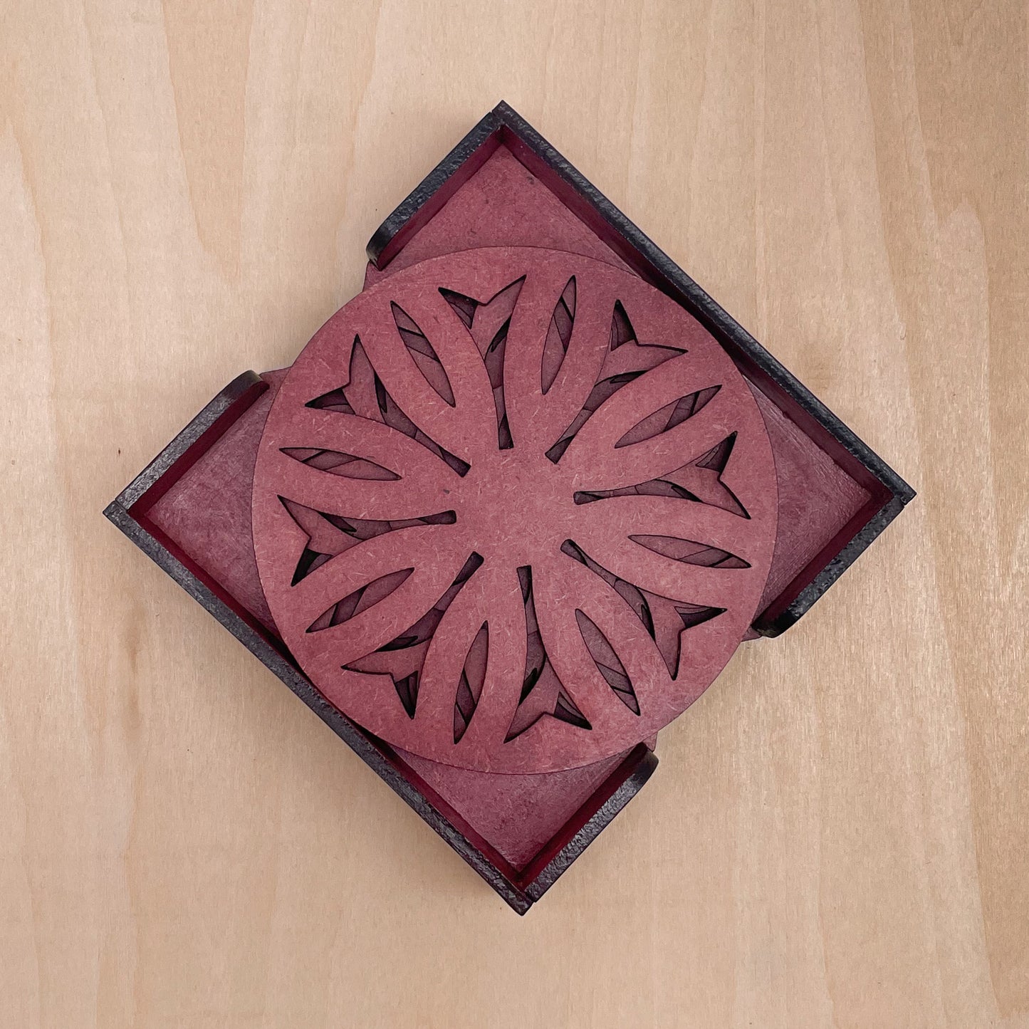 Mandala Art Coasters-Dwe Wooden-Cherry Wood
