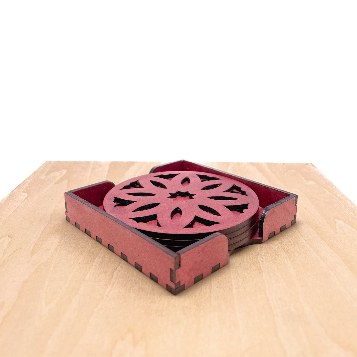 Mandala Art Coasters-Pancha Wooden-Cherry Wood