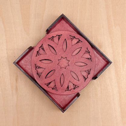 Mandala Art Coasters-Pancha Wooden-Cherry Wood