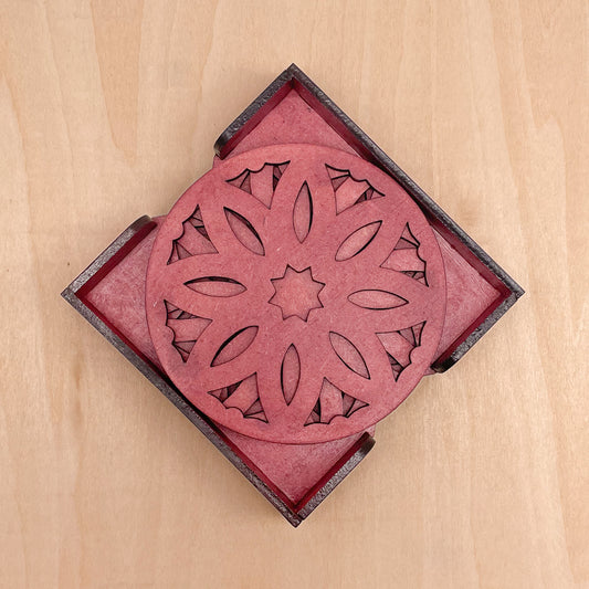 Mandala Art Coasters-Pancha Wooden-Cherry Wood