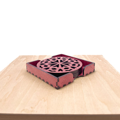 Mandala Art Coasters-Shata Wooden-Cherry Wood