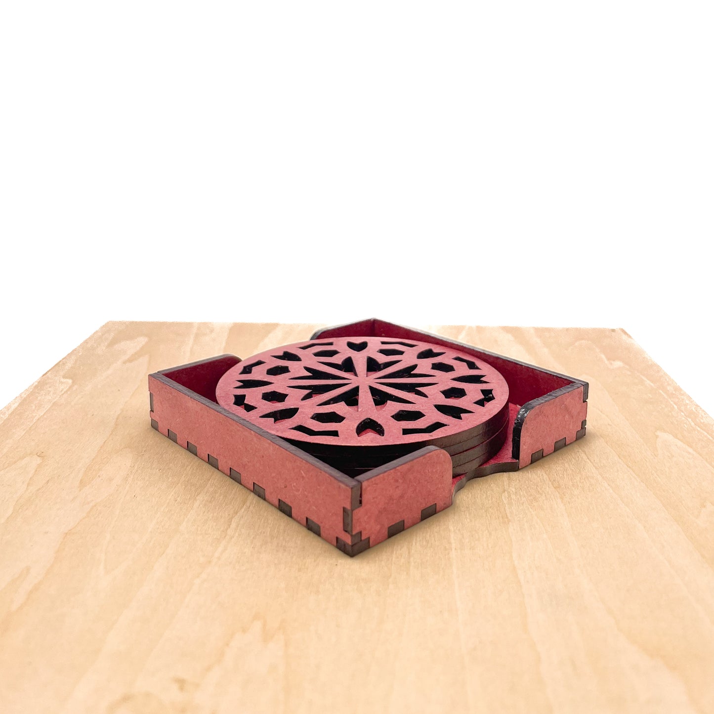 Mandala Art Coasters-Shata Wooden-Cherry Wood