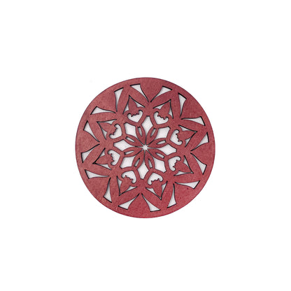 Mandala Art Coasters-Ashta Wooden-Cherry Wood
