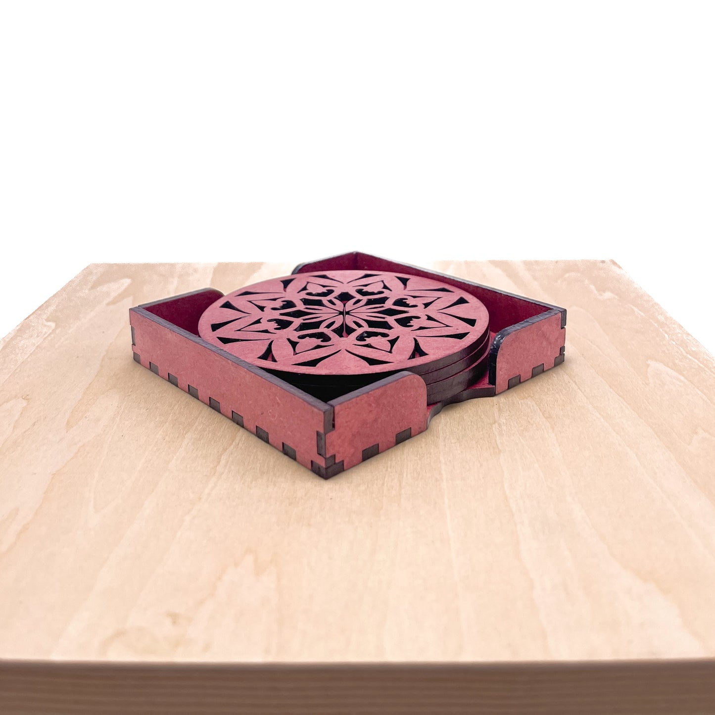 Mandala Art Coasters-Ashta Wooden-Cherry Wood