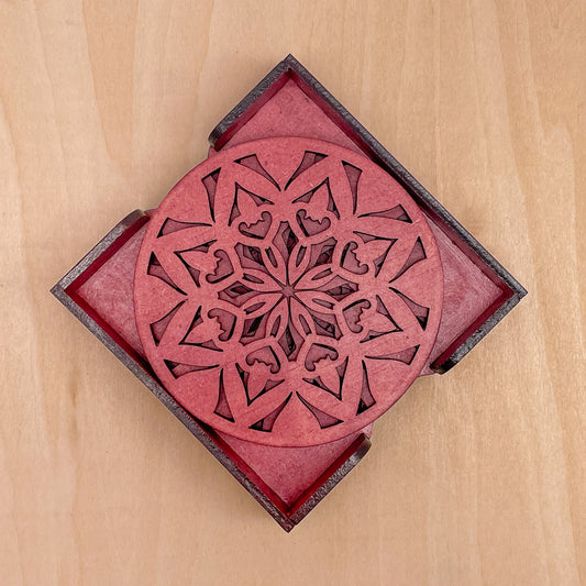 Mandala Art Coasters-Ashta Wooden-Cherry Wood