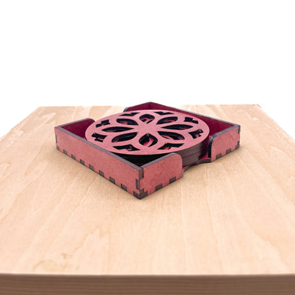 Mandala Art Coasters-Nava Wooden-Cherry Wood