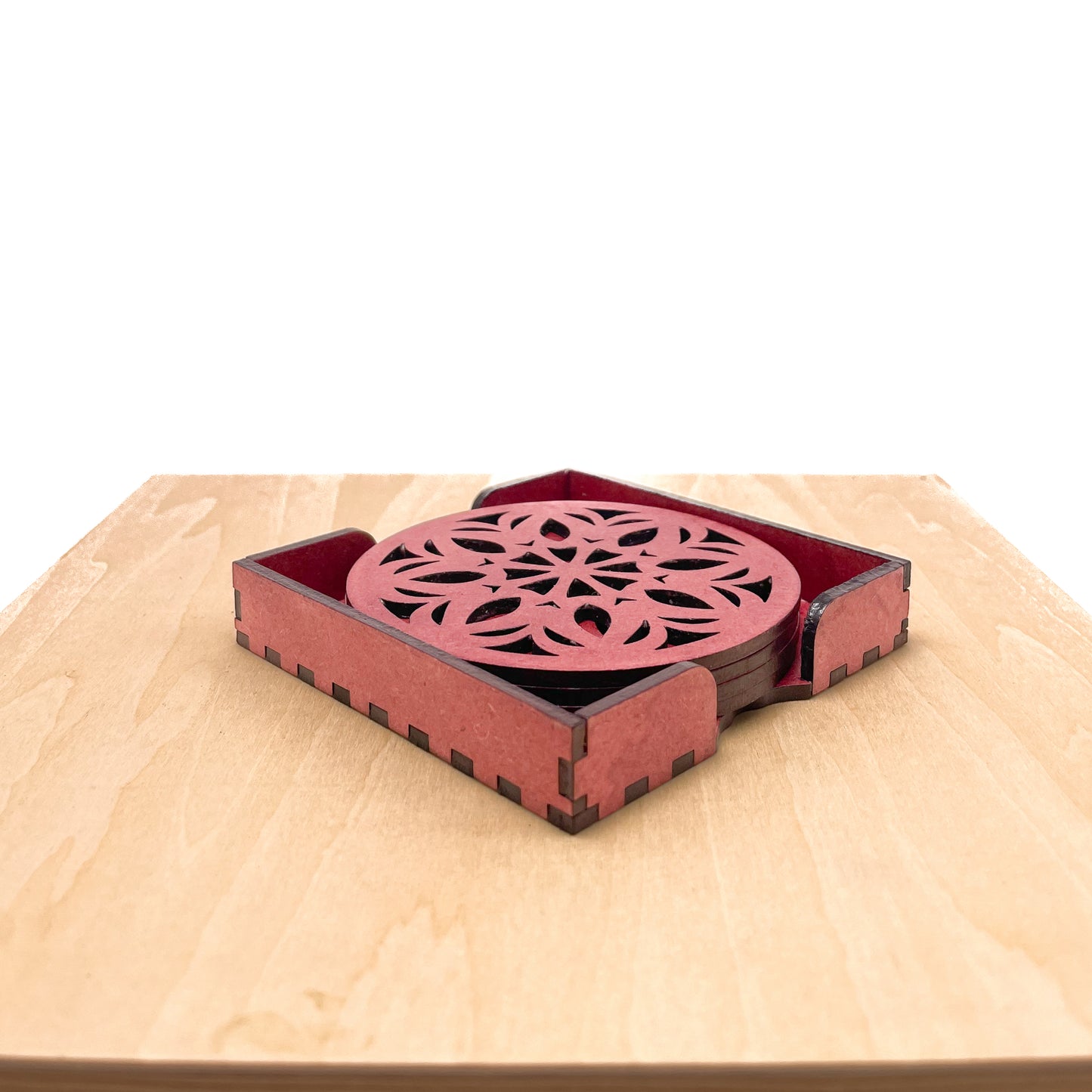 Wooden Ekaadash Mandala Coasters with Holder