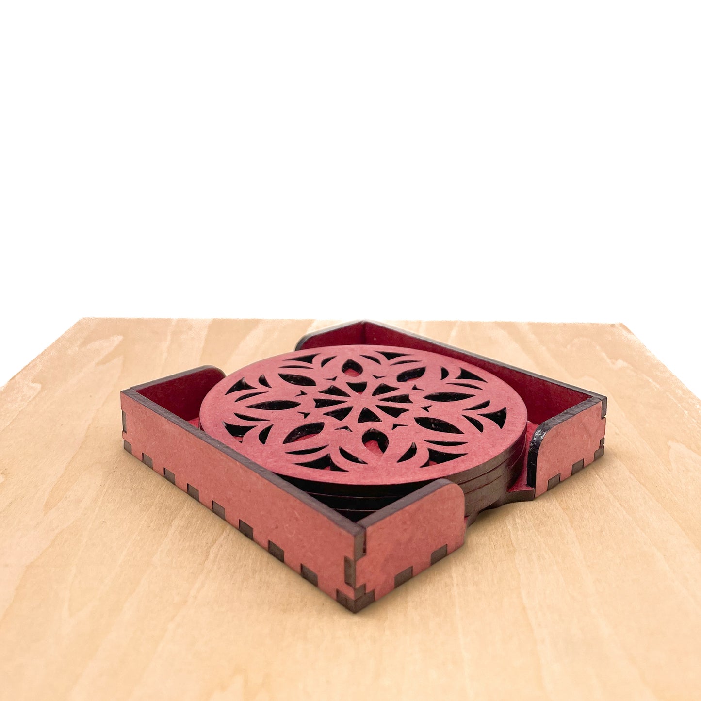Wooden Ekaadash Mandala Coasters with Holder
