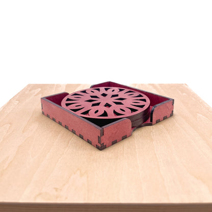 Mandala Art Coasters-Trayodash Wooden-Cherry Wood