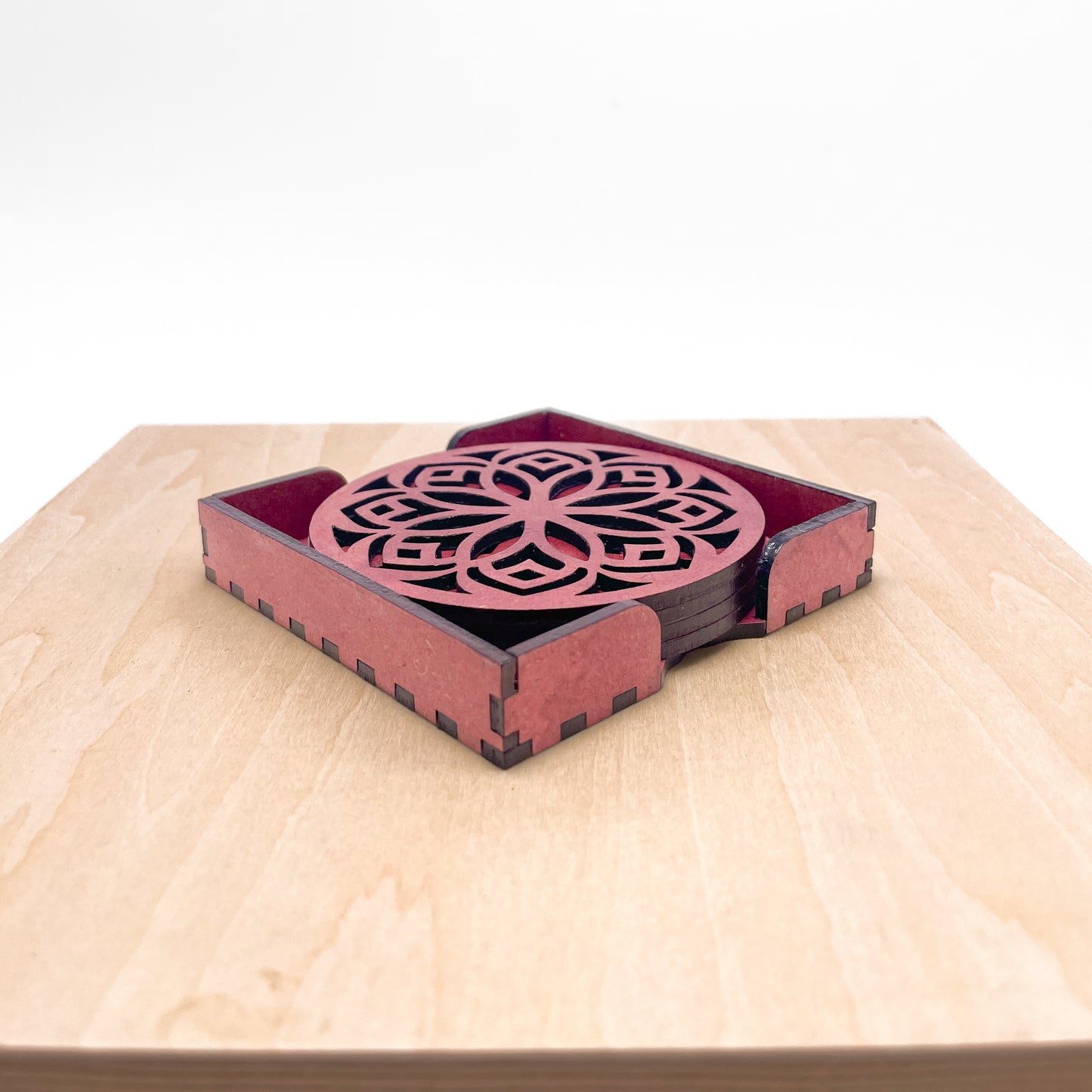 Mandala Art Coasters-Shodash Wooden-Cherry Wood