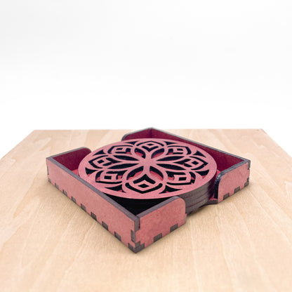 Mandala Art Coasters-Shodash Wooden-Cherry Wood