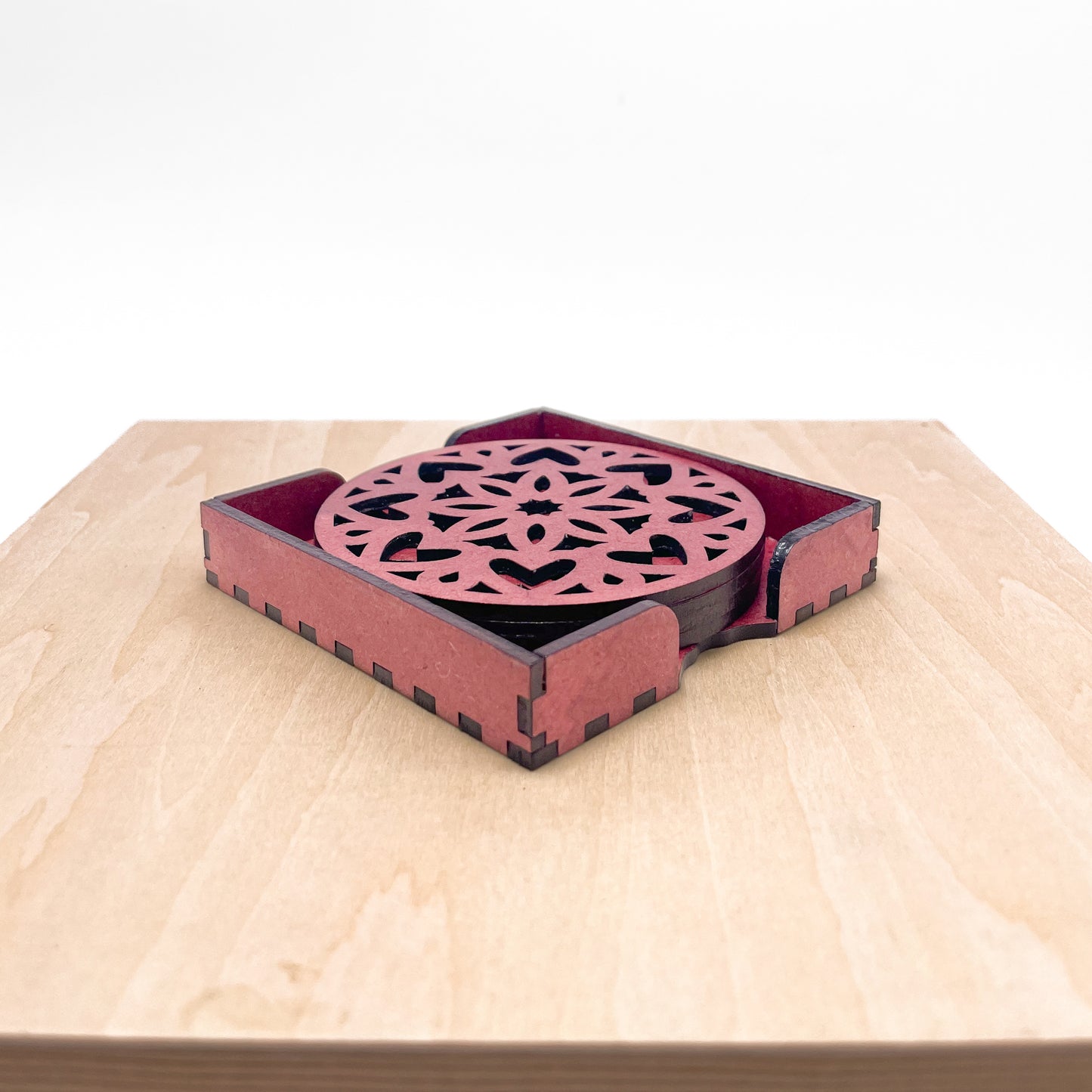 Mandala Art Coasters-Ashtadash Wooden-Cherry Wood