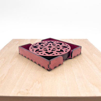 Mandala Art Coasters-Ashtadash Wooden-Cherry Wood