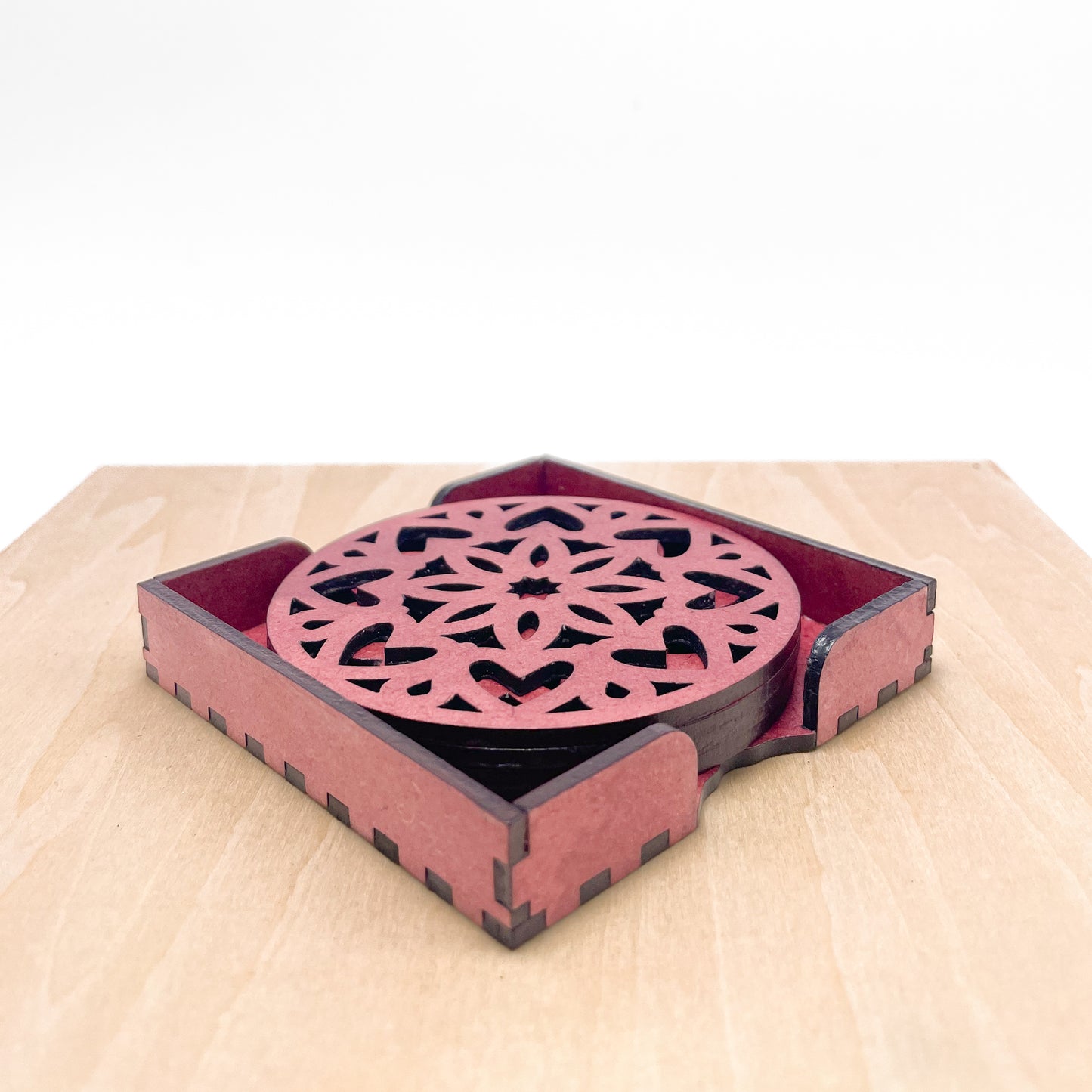 Mandala Art Coasters-Ashtadash Wooden-Cherry Wood
