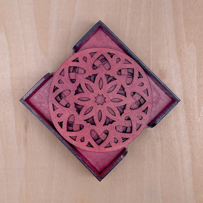 Mandala Art Coasters-Ashtadash Wooden-Cherry Wood