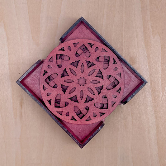 Mandala Art Coasters-Ashtadash Wooden-Cherry Wood