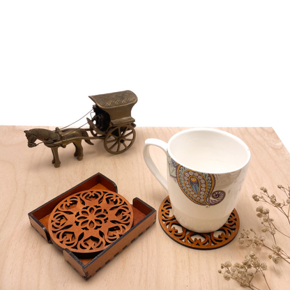 Mandala Art Coasters-Ekam Wooden-Honey Maple