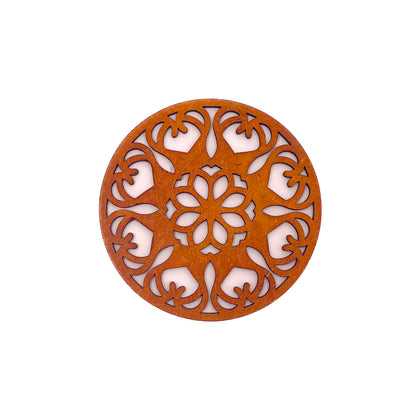 Mandala Art Coasters-Ekam Wooden-Honey Maple