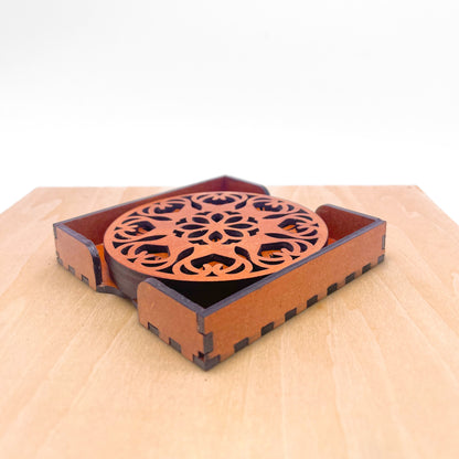 Mandala Art Coasters-Ekam Wooden-Honey Maple