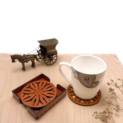 Mandala Art Coasters-Dwe Wooden-Honey Maple