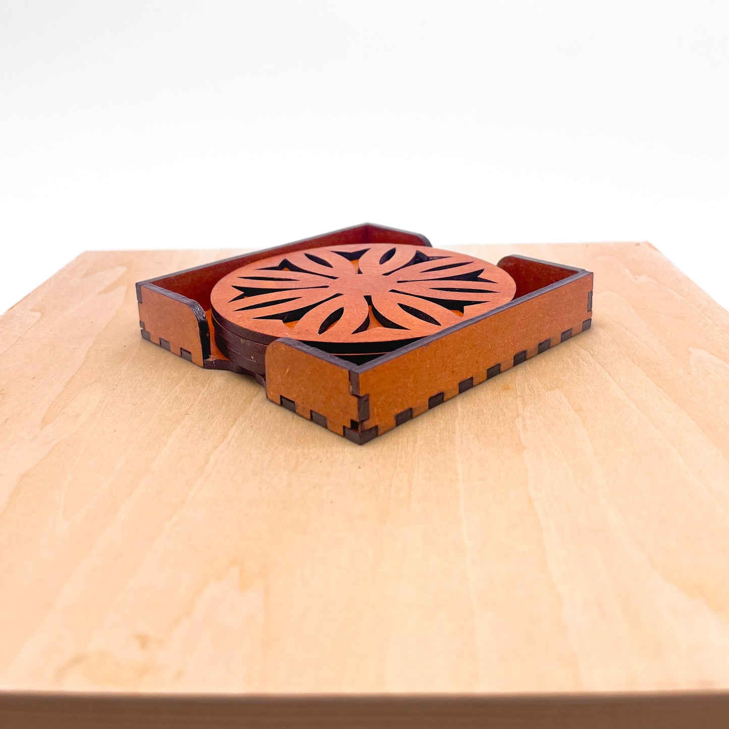 Mandala Art Coasters-Dwe Wooden-Honey Maple
