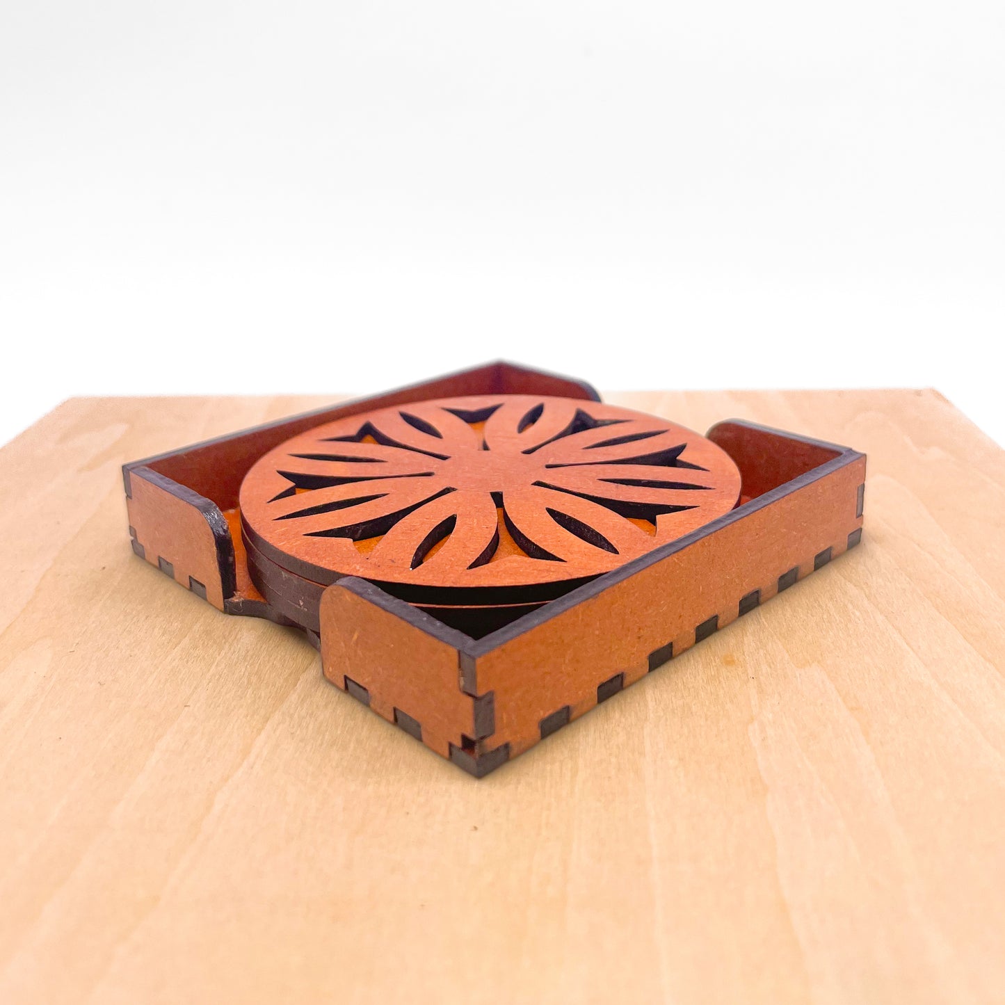 Mandala Art Coasters-Dwe Wooden-Honey Maple