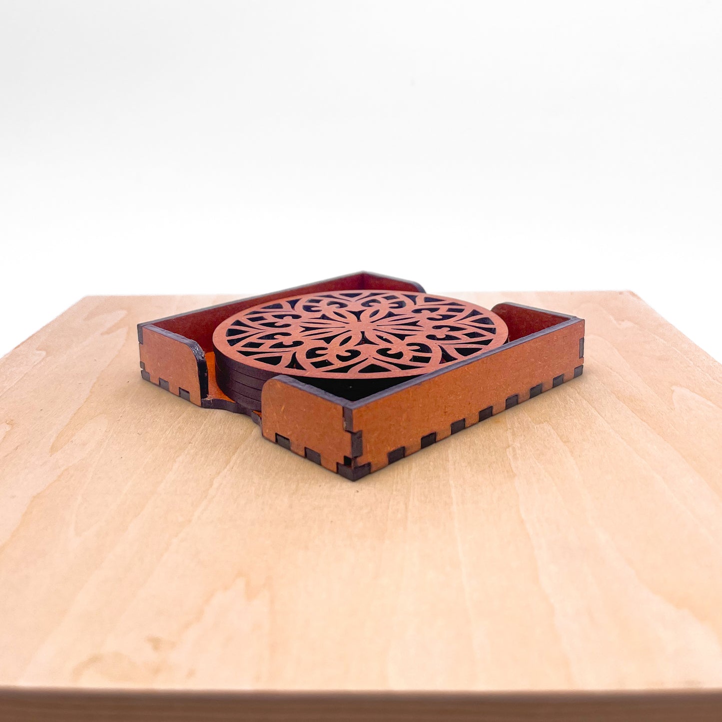 Mandala Art Coasters-Treeni Wooden-Honey Maple