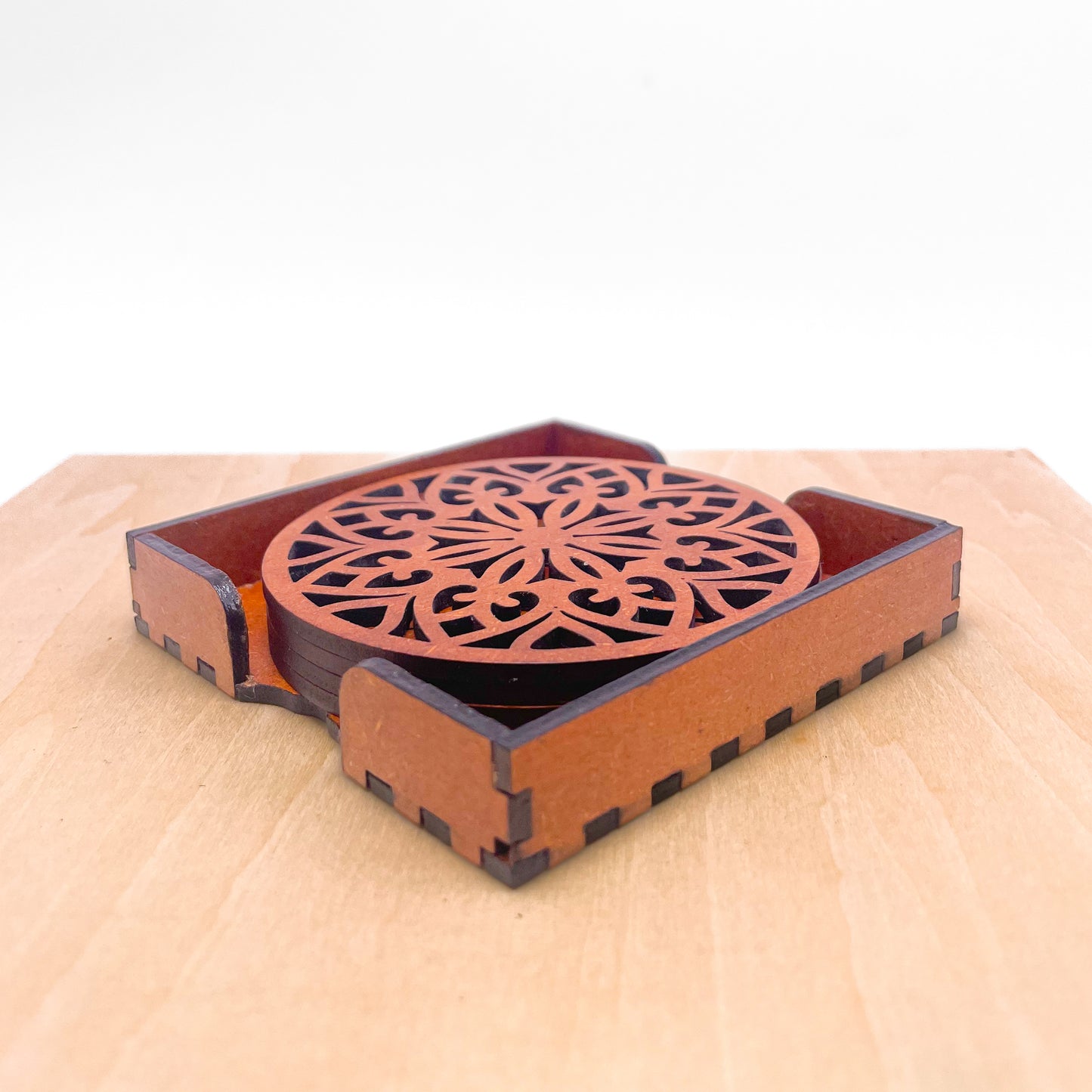 Mandala Art Coasters-Treeni Wooden-Honey Maple