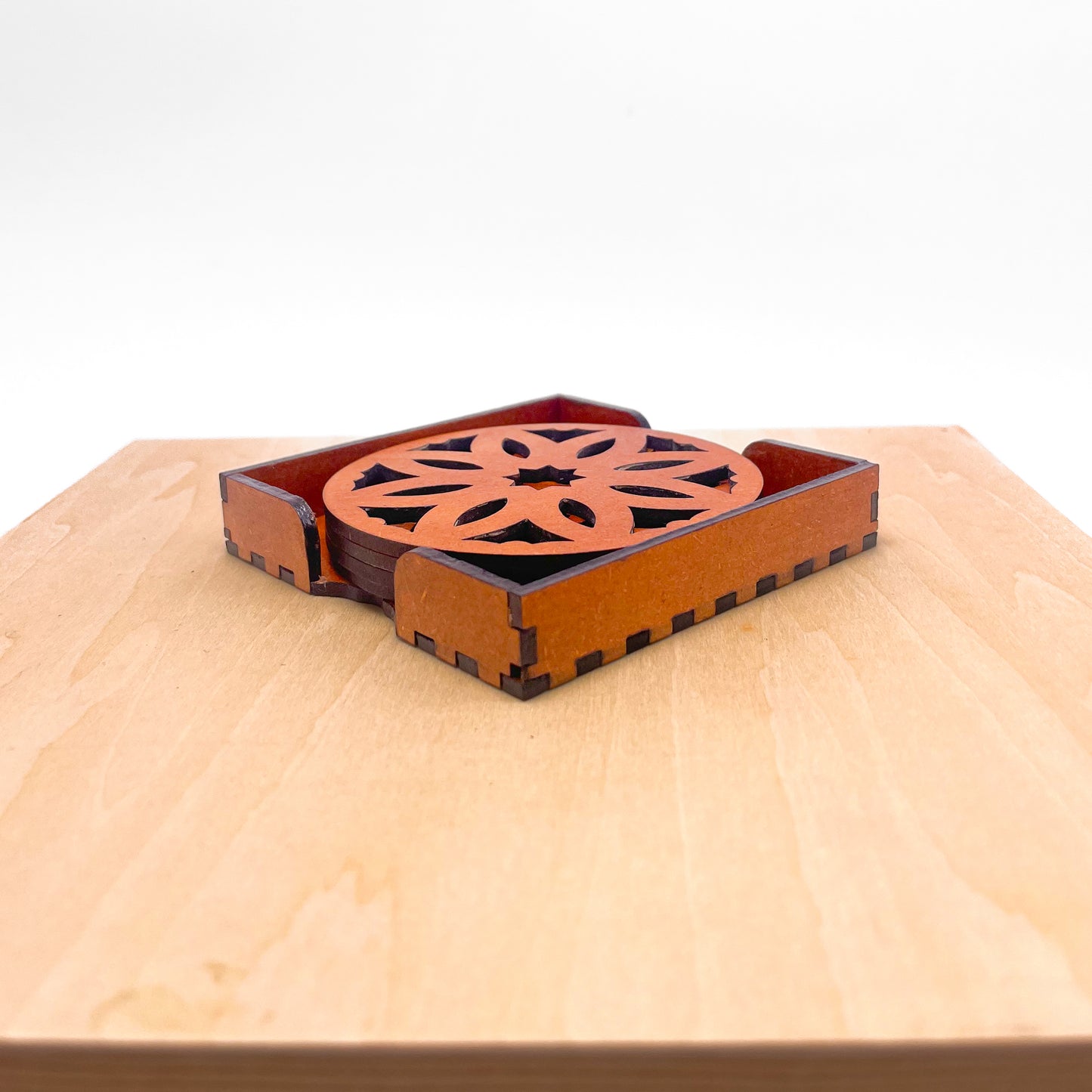 Mandala Art Coasters-Pancha Wooden-Honey Maple