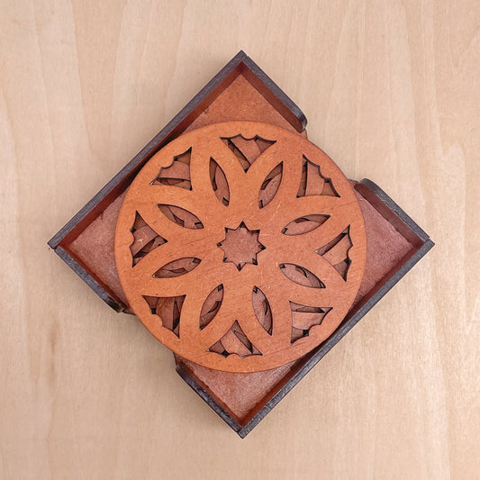 Mandala Art Coasters-Pancha Wooden-Honey Maple