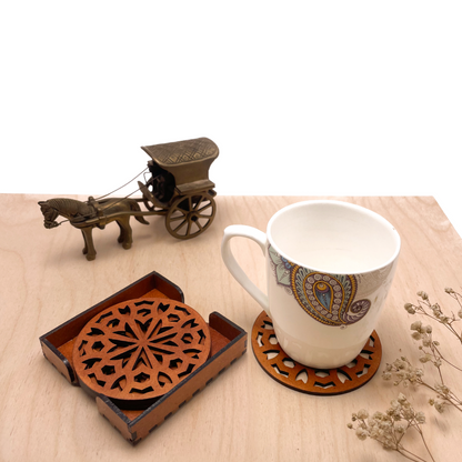 Mandala Art Coasters-Shata Wooden-Honey Maple