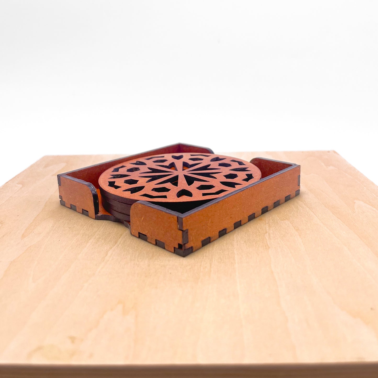 Mandala Art Coasters-Shata Wooden-Honey Maple