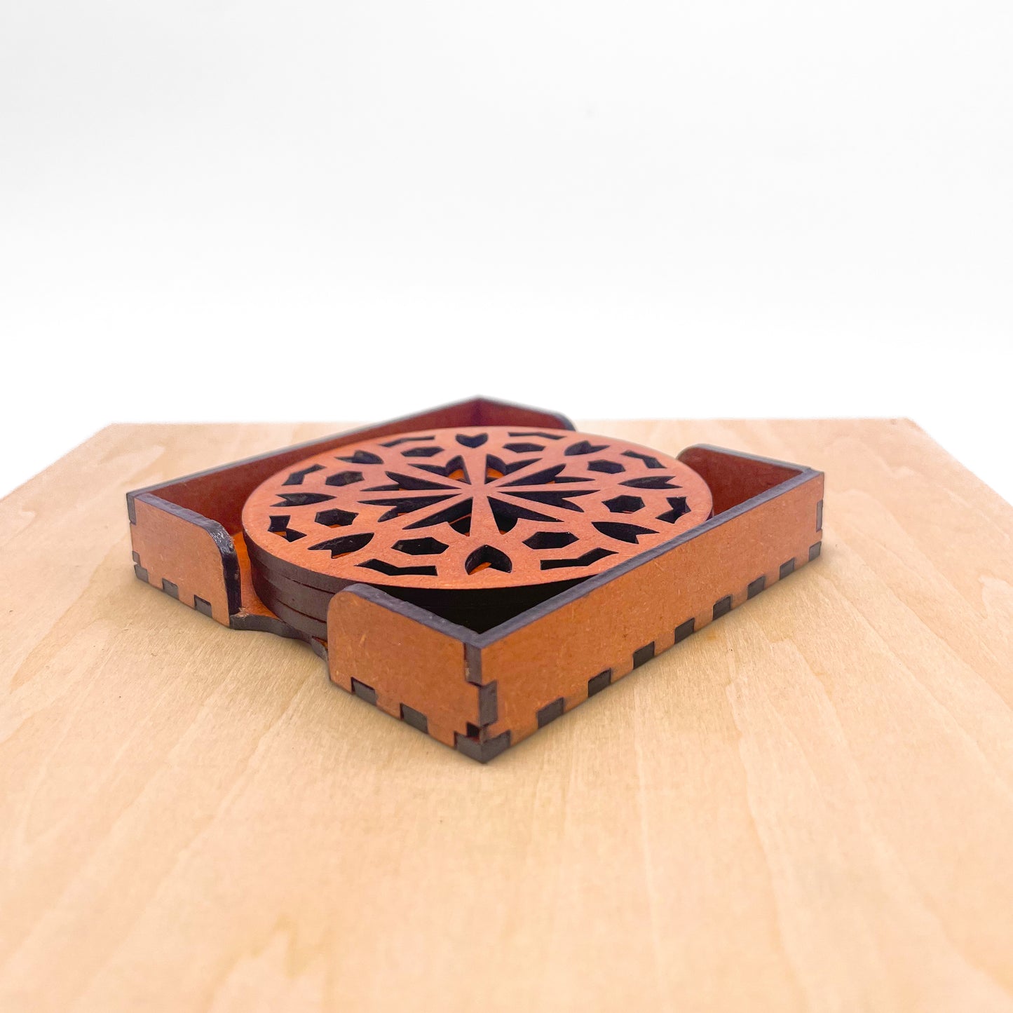Mandala Art Coasters-Shata Wooden-Honey Maple