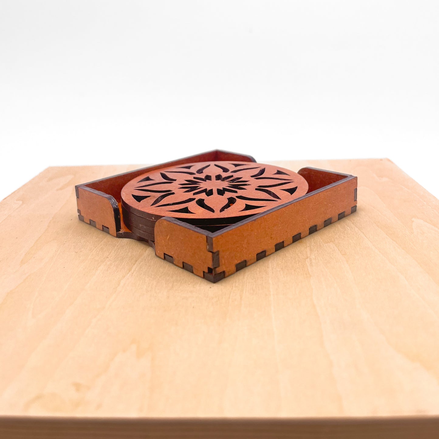 Mandala Art Coasters-Sapta Wooden-Honey Maple