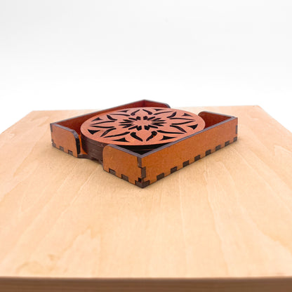 Mandala Art Coasters-Sapta Wooden-Honey Maple
