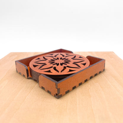 Mandala Art Coasters-Sapta Wooden-Honey Maple