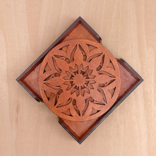 Mandala Art Coasters-Sapta Wooden-Honey Maple