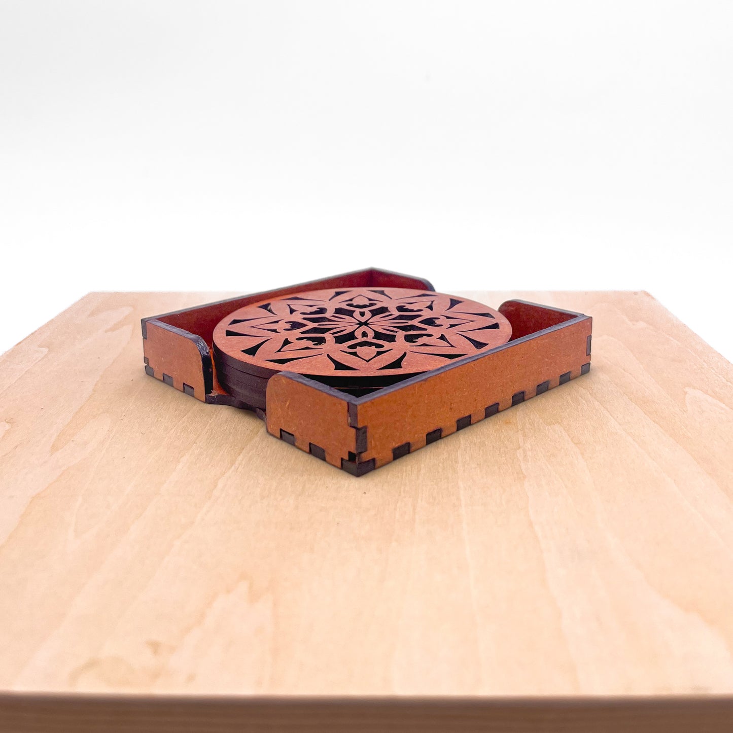 Mandala Art Coasters-Ashta Wooden-Honey Maple